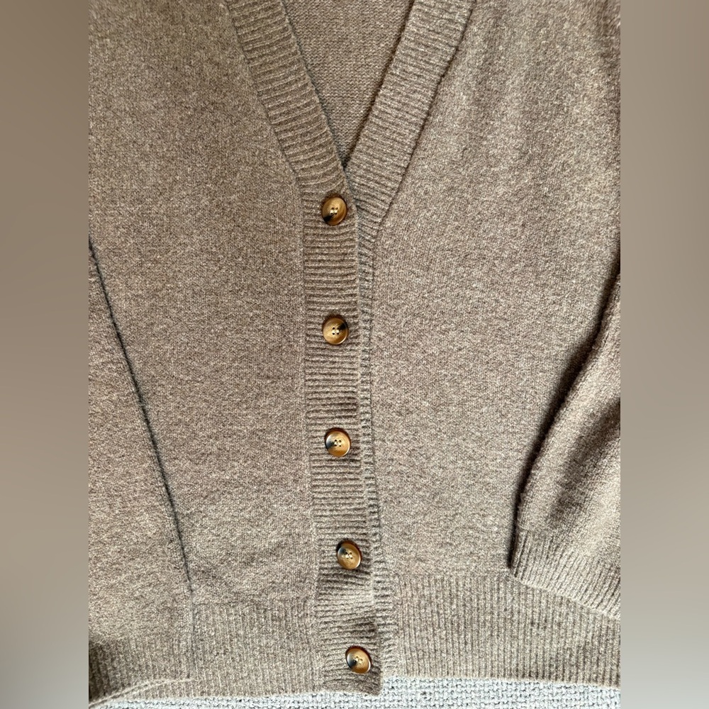 Free People Cool Of The Night Cardigan M Mocha Melange Oversized Button Front - Picture 12 of 13